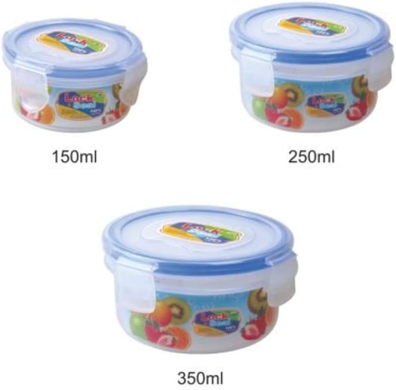 Lock & Seal Multi-Utility Polypropylene Airtight Food Storage - 350ml - 6 Pieces Modular Round Plastic Container Set