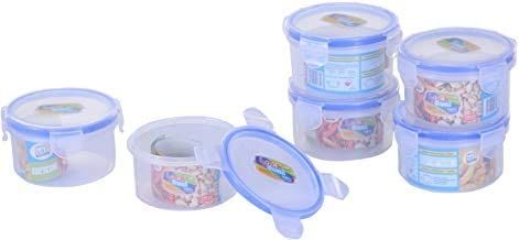 Lock & Seal Multi-Utility Polypropylene Airtight Food Storage - 350ml - 6 Pieces Modular Round Plastic Container Set