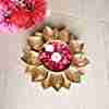 Amishi Blissful Decor Lotus Flower Border Designer Decorative Urli Beautiful Handcrafted Bowl for Floating Flowers and Tea Light Candles Home, Office and Table Decor (Golden) 