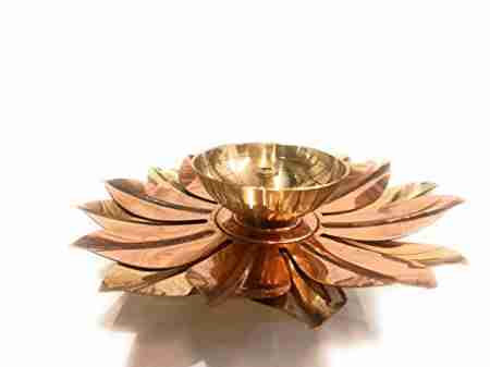 Diwali Kamala deepam, Diya Lotus Shape Brass Metal Diyas Akhand Light Lamp Pooja Diya for House, Office, Mandir, Pooja Room, Kamal Patta Design, Diwali Diya 