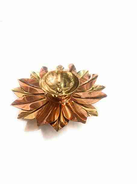 Diwali Kamala deepam, Diya Lotus Shape Brass Metal Diyas Akhand Light Lamp Pooja Diya for House, Office, Mandir, Pooja Room, Kamal Patta Design, Diwali Diya 