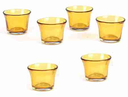 White Box Generic Glass Tealight Candle Holder Decorative Votive Tea Light Holders (6 X 6 X 5 cm, Set of 6, Yellow) 