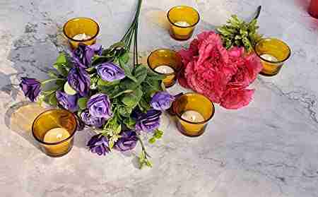 White Box Generic Glass Tealight Candle Holder Decorative Votive Tea Light Holders (6 X 6 X 5 cm, Set of 6, Yellow) 