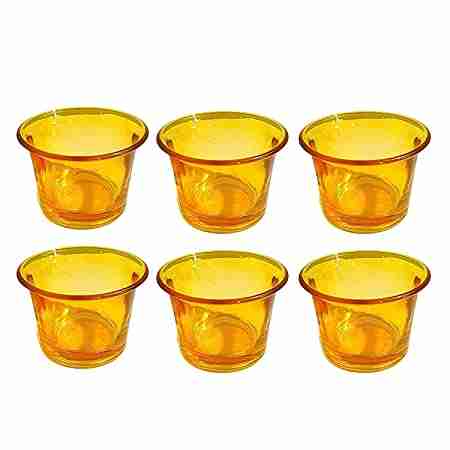 White Box Generic Glass Tealight Candle Holder Decorative Votive Tea Light Holders (6 X 6 X 5 cm, Set of 6, Yellow) 