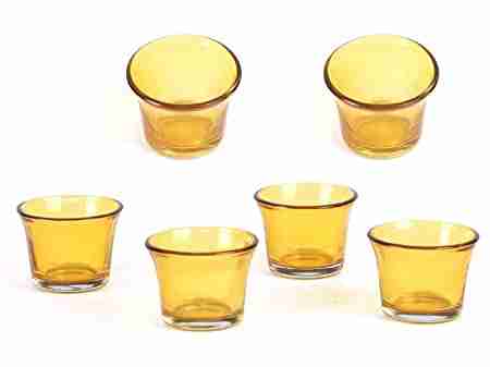 White Box Generic Glass Tealight Candle Holder Decorative Votive Tea Light Holders (6 X 6 X 5 cm, Set of 6, Yellow) 
