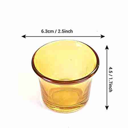 White Box Generic Glass Tealight Candle Holder Decorative Votive Tea Light Holders (6 X 6 X 5 cm, Set of 6, Yellow) 