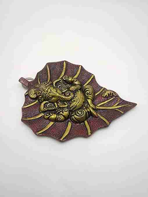 WithAgain Ganesh Ji on Leaf Decorative Showpiece for Wall Decor, Wall Hangings, Home Decor, Diwali Decor and Gift Decoration & Gifting Purpose 