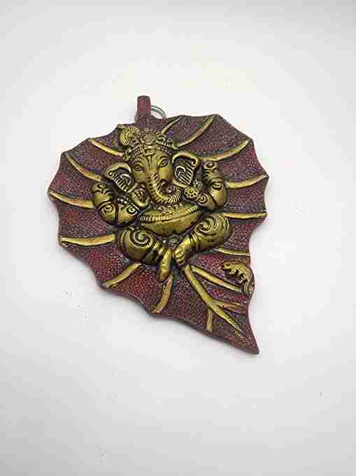 WithAgain Ganesh Ji on Leaf Decorative Showpiece for Wall Decor, Wall Hangings, Home Decor, Diwali Decor and Gift Decoration & Gifting Purpose 