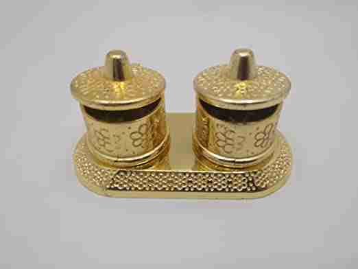 WithAgain Golden Metal Kumkum Holder or Kumkum Box for Gifting, Pooja, Thali, Mandir, Home, Temple, Gifting 