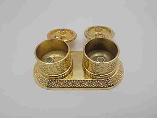 WithAgain Golden Metal Kumkum Holder or Kumkum Box for Gifting, Pooja, Thali, Mandir, Home, Temple, Gifting 
