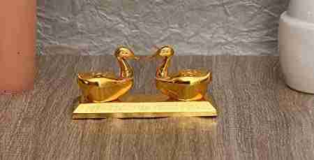WithAgain Haldi Kumkum Box I Multi-Purpose Pooja Items Storage Box with Golden Finish Size 5 inche 