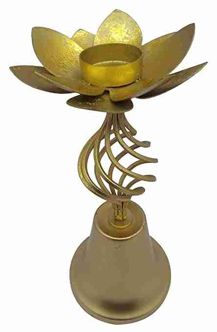 with Again Handmade Iron Candle Holder (24 cm x 12 cm x 12 cm, Gold, Pack of 1) 