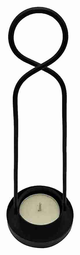 with Again Handmade Iron Candle Holder (9 cm x 6 cm x 6 cm, Black, Pack of 1) 