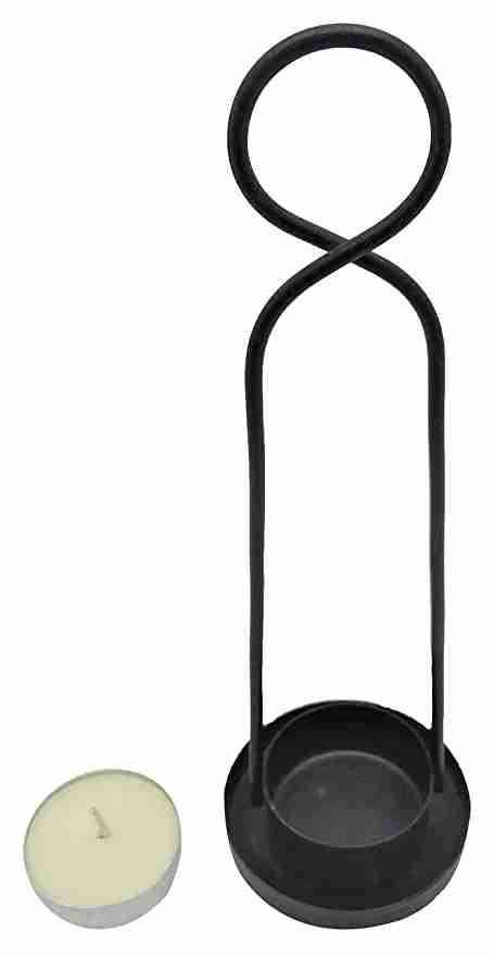with Again Handmade Iron Candle Holder (9 cm x 6 cm x 6 cm, Black, Pack of 1) 