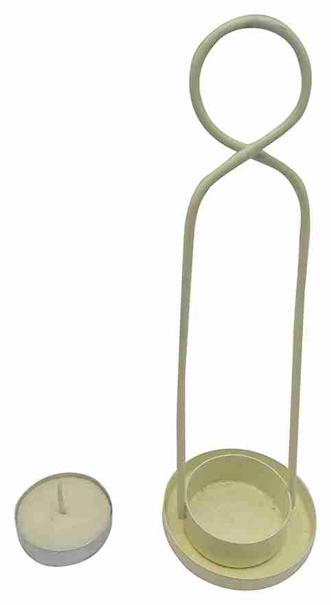 with Again Handmade Iron Candle Holder (9 cm x 6 cm x 6 cm, White, Pack of 1) 