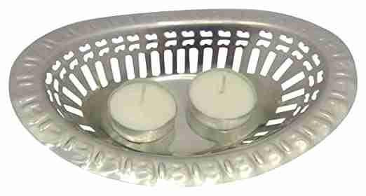 with Again Handmade Steel Candle Holder (17 cm x 17 cm x 17 cm, Silver, Pack of 1) 
