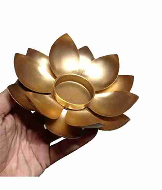 with Again Iron Flower Tealight Candle Holder for Living Room Leaf Flower Set of 5 pcs Size 6 inche 