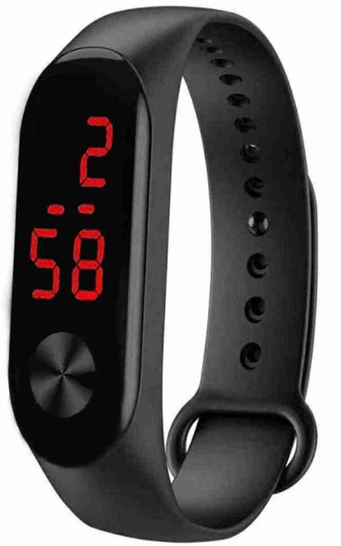 Silicone Digital Digital Sports Watch Water Resistant Black Colour