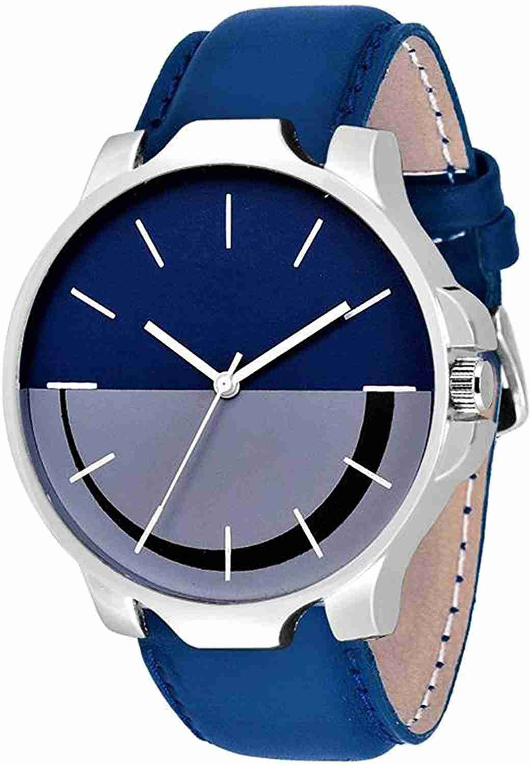 Genuine Leather Analog Quartz Sports Watch Water Resistant Blue Colour