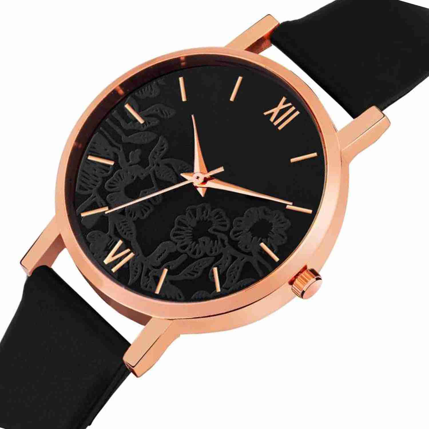 Synthetic Leather Analog Quartz Sports Watch Water Resistant Black Colour