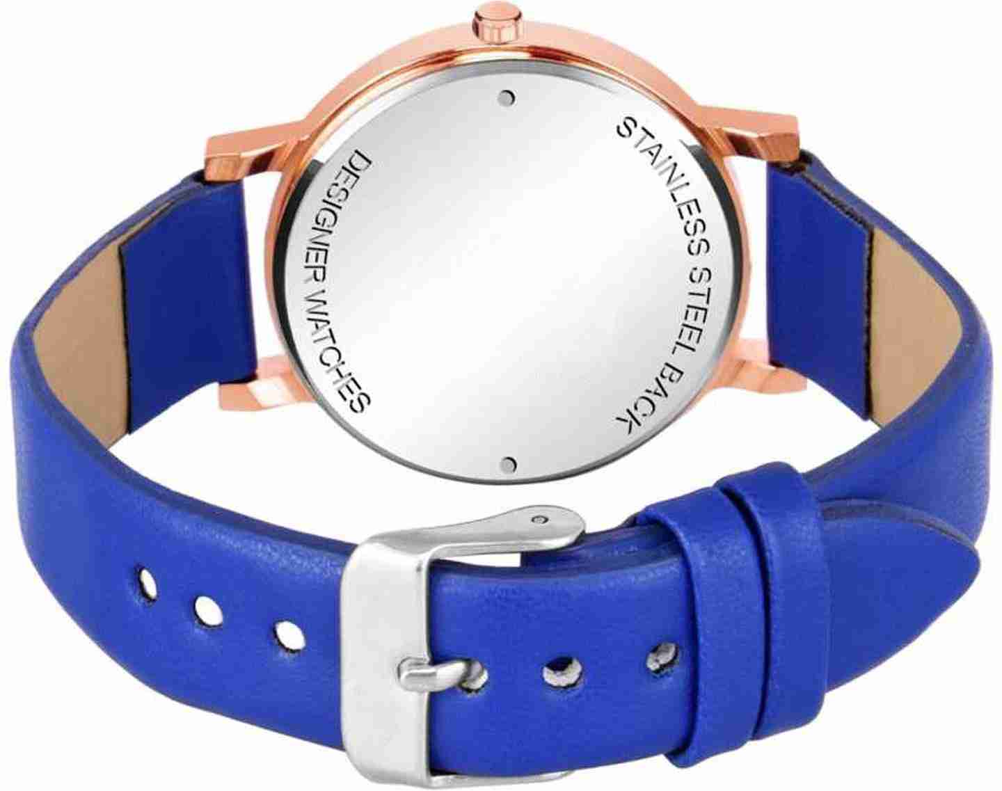 Synthetic Leather Analog Quartz Sports Watch Water Resistant Blue Colour