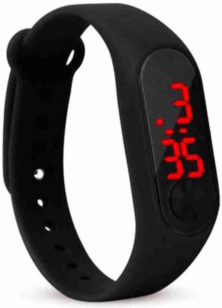 Silicone Digital Digital Sports Watch Water Resistant Black Colour