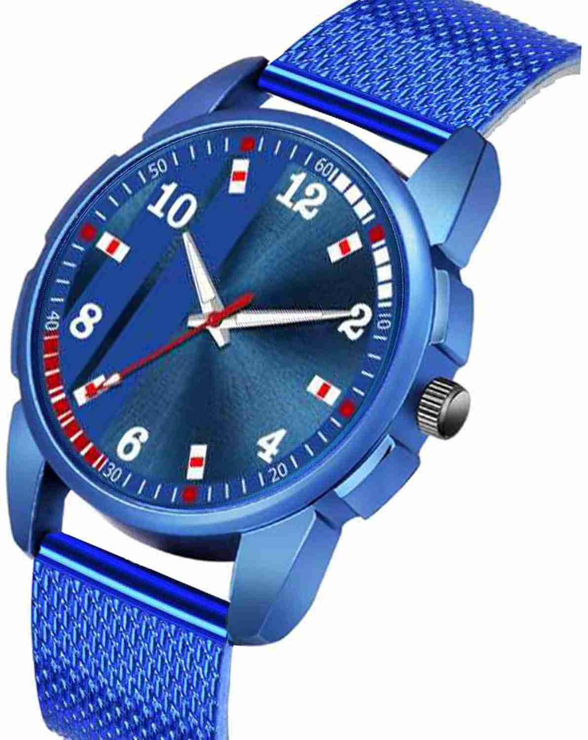 Silicone Analog Quartz Sports Watch Water Resistant Blue Colour