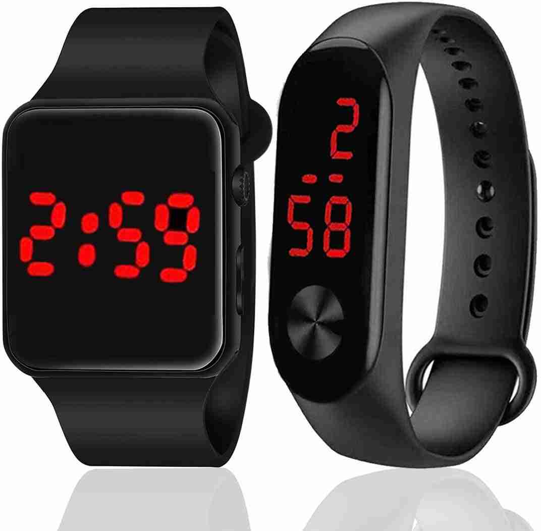 Silicone Digital Digital Sports Watch Water Resistant Black Colour