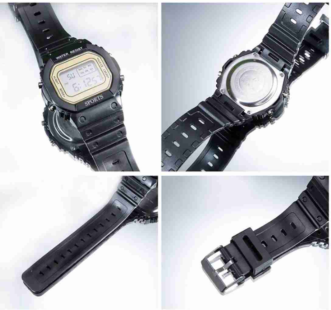 Silicone Digital Digital Sports Watch Water Resistant Purple::Black Colour