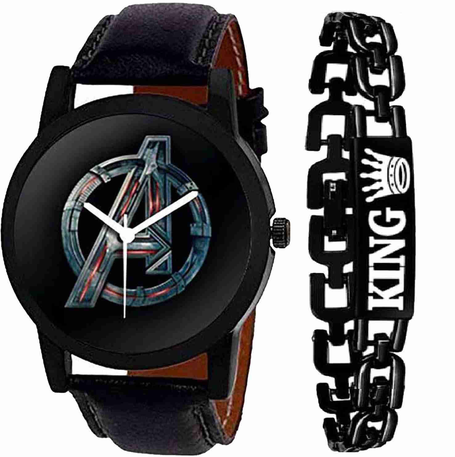 Genuine Leather Analog Quartz Sports Watch Water Resistant Black Colour