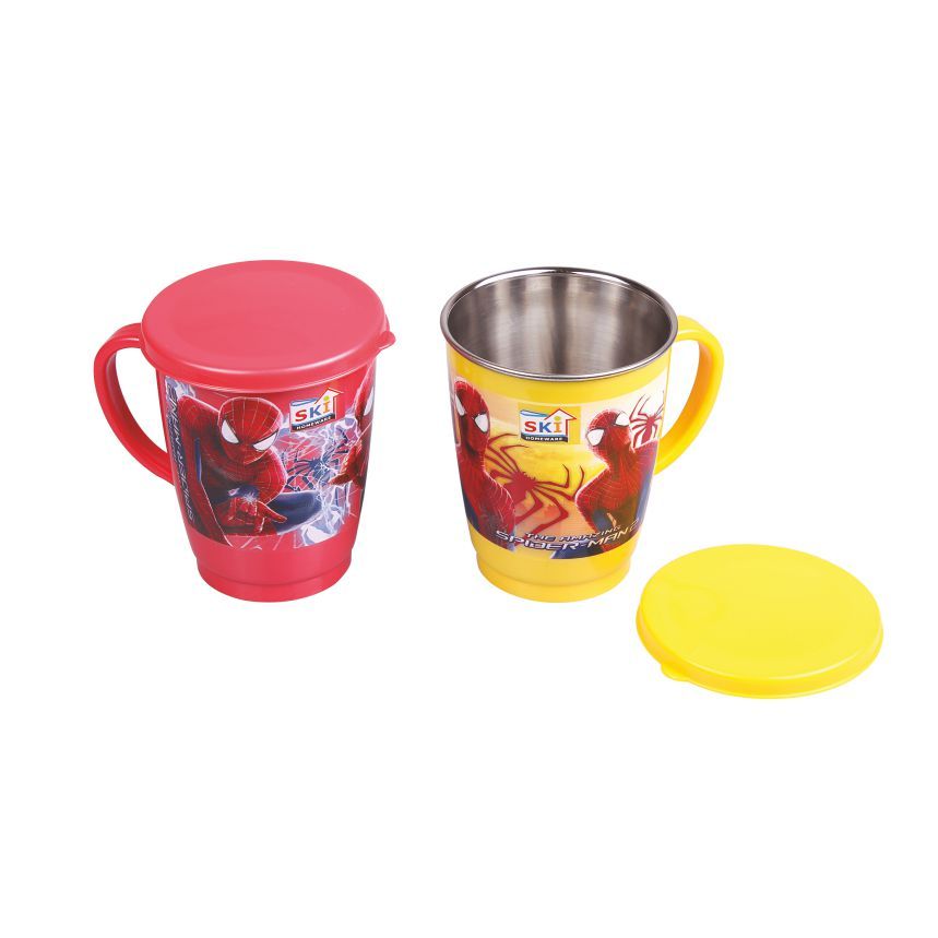 Ski Homeware Spiderman Charlie Steel Mug For Kids , 350ml, Set of 2