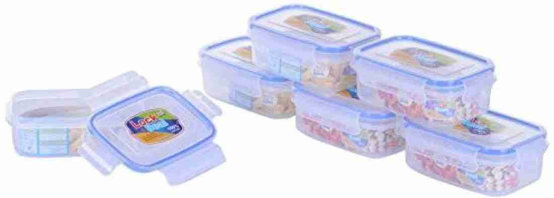 Lock & Seal Plastic Kitchen Storage airtight Container Set for Kitchen Storage Plastic Containers Transparent 6Pcs Set -450 ml