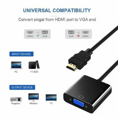 TV-out Cable Hdmi To Vga With Audio HDMI Cable Converter Adapter   (Hdmi To Vga With Audio HDMI Cable Converter Adapter For TV, 0.25 m)