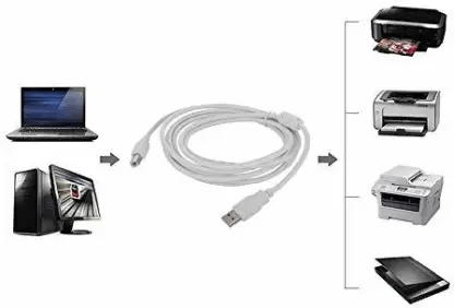 Micro USB Cable 1.5 m TB-USB  (Compatible with Printer, White, One Cable)