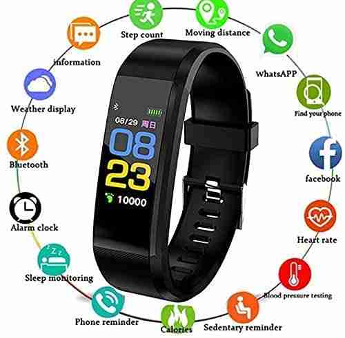  ID115 Smart Fitness Band Bluetooth Wireless Smart Watch Fitness Band for Boys, Girls, Men, Women & Kids | Sports Watch for All Smart Phones I Heart Rate and BP Monitor