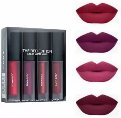 MR. HUDA Professional Quality 4-in-1 Red Edition Lipsticks Matte & Waterproof  (Multicolor, 16 ml)