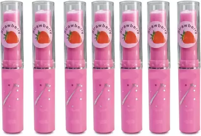 Sarbeau Colour changing Strawberry Lip balm combo pack of 7 Strawberry  (Pack of: 7, 2 g)