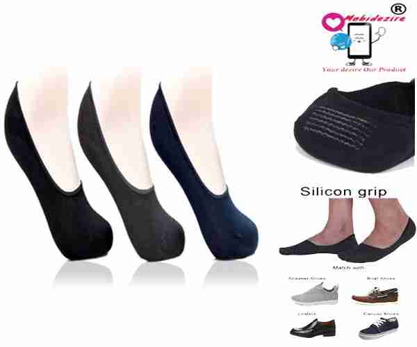 No show Socks/Lofer Socks/Low cut socks/Footies Socks For Men & Women ( Pair of 3)( with silicone Grip)