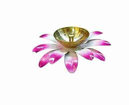 WithAgain Brass Lotus Diya for Puja Kamal Patti Flower Shaped Brass Diyas Oil Lamp for Pooja Room Aarti Temple Mandir Home Decoration & Gift Purposes Set of 4 