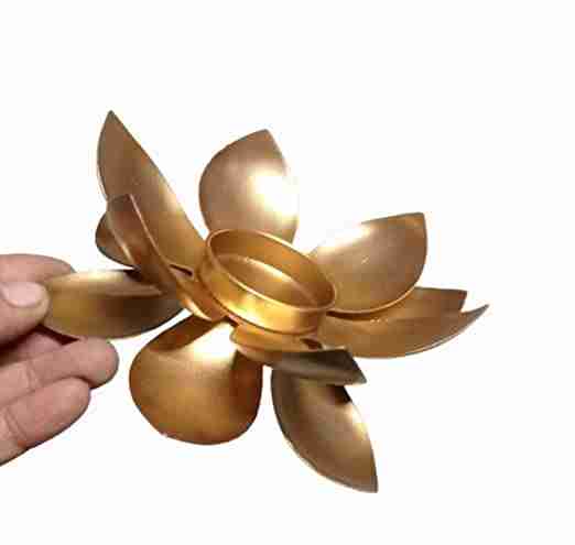 with Again Iron Flower Tealight Candle Holder for Living Room Leaf Flower Set of 5 pcs Size 6 inche 