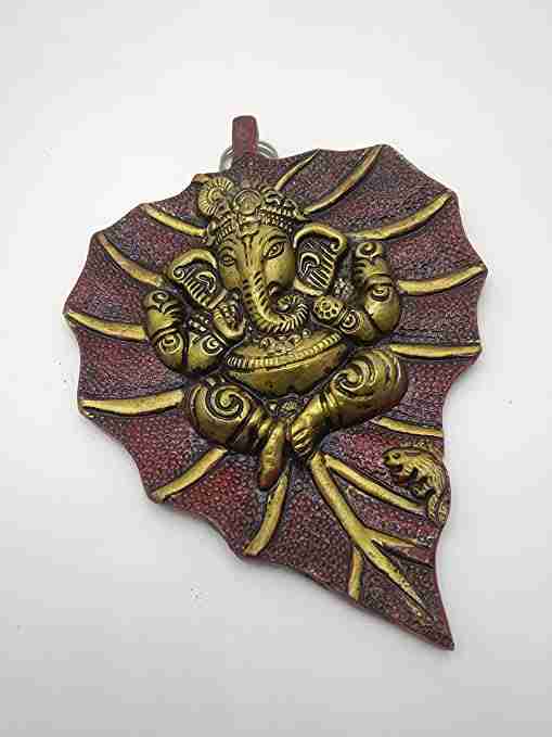 WithAgain Ganesh Ji on Leaf Decorative Showpiece for Wall Decor, Wall Hangings, Home Decor, Diwali Decor and Gift Decoration & Gifting Purpose 