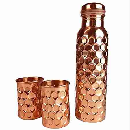 WithAgain Diamond Copper Bottle , One Bottle With Two Glass 