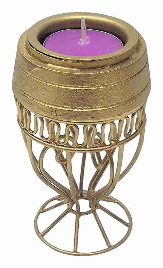 with Again Handmade Iron Candle Holder (22.86 cm x 22.86 cm x 22.86 cm, Gold, Pack of 4) 