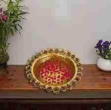 S I Metal� Decorative Bowl Urli Rose Table Accents for Decoration Urli Bowl for Home Decor Table Decorative Showpiece (Golden)