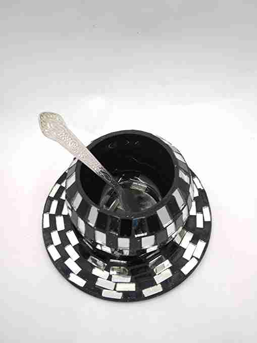 WithAgain Cup Saucer Set Black Silver Colour with Tharmacol Packing 