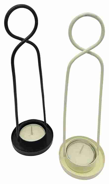 with Again Handmade Iron Candle Holder (9 cm x 6 cm x 6 cm, Pack of 2) 