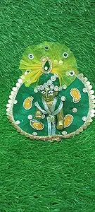 Shringar laddu Gopal Heavy Dress with pagdi for laddu Gopal ji, krishnaji, kanhaji, thakurji, bal gopalji (Green) (2 No. (6 inch))