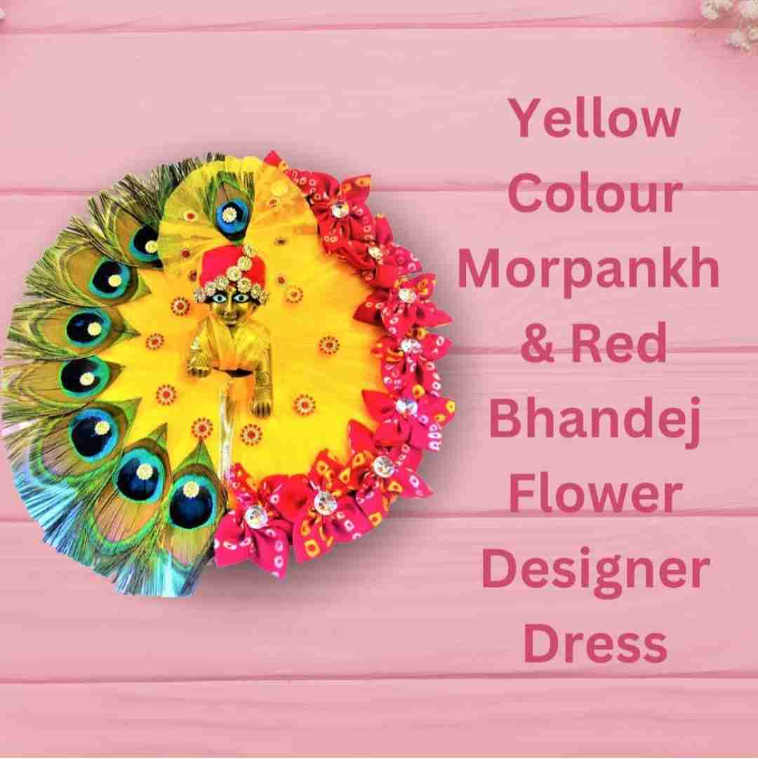 Beautiful yellow and red bhandej flower khana ji dress