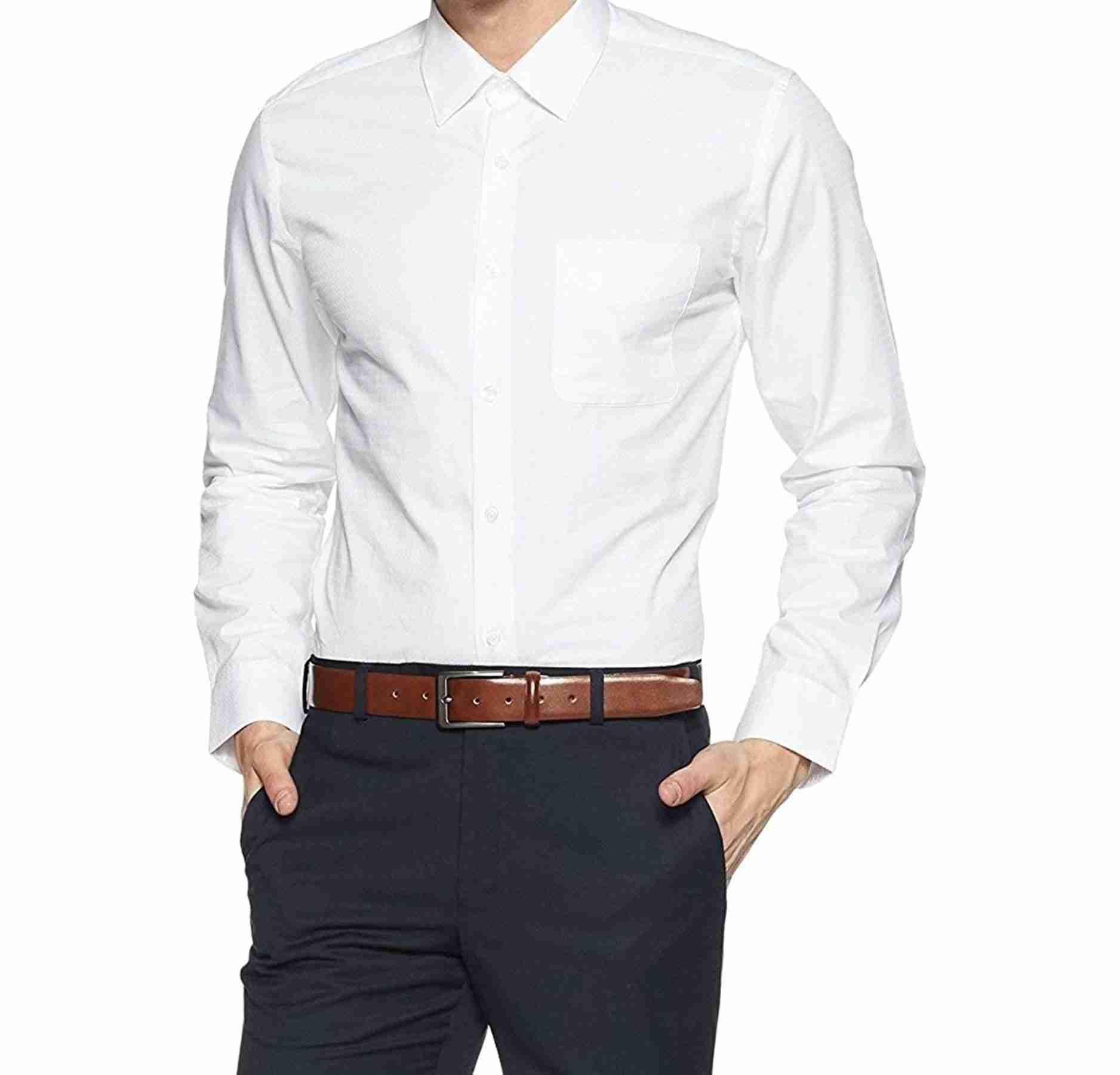 MAKHANCHOR White Regular Fit Formal Shirt