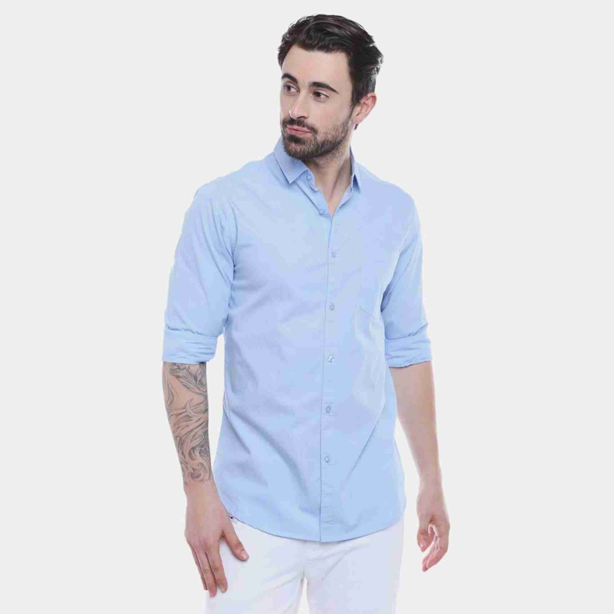 MAKHANCHOR Blue Regular Fit Formal Shirt